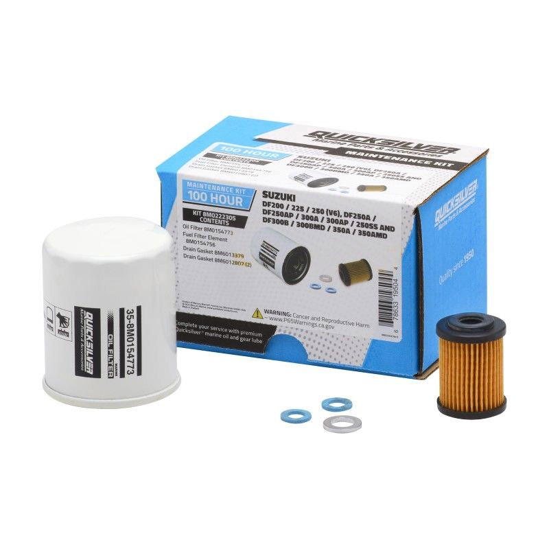 100-Hour Service Kit for Suzuki DF200/225/250 (V6), DF250A/DF250AP/300A/300AP/250SS, DF300B/300BMD/350A/350AMD Outboards Premium Quicksilver