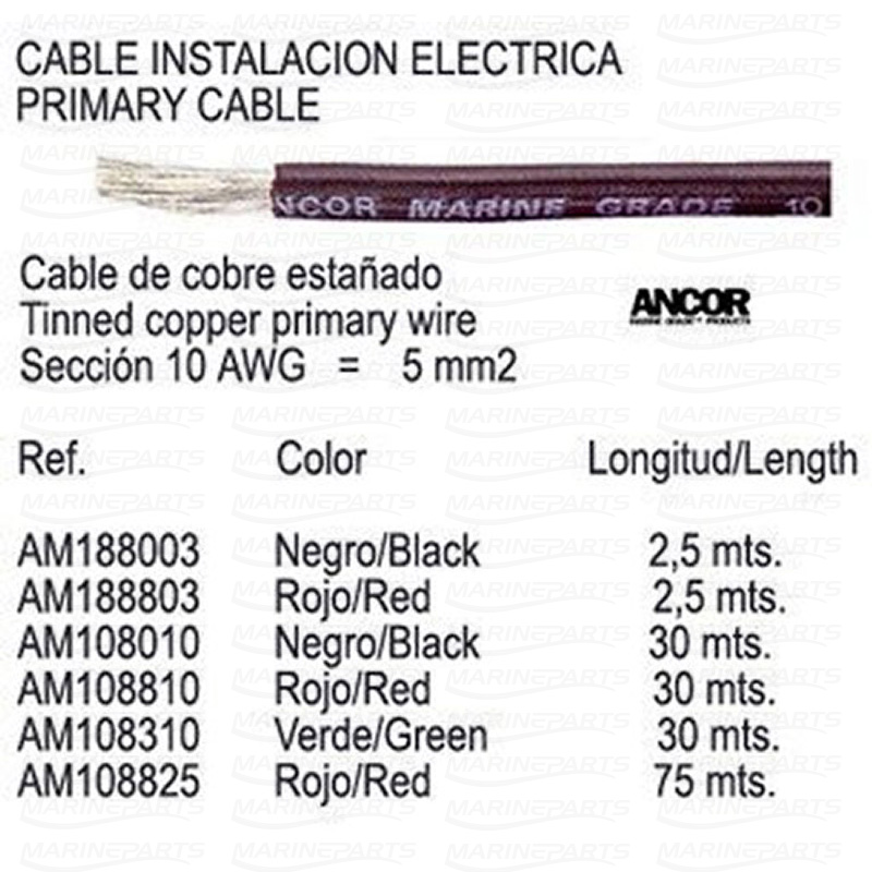 PRIMARY CABLE GREEN 10 AWG 30 m. 