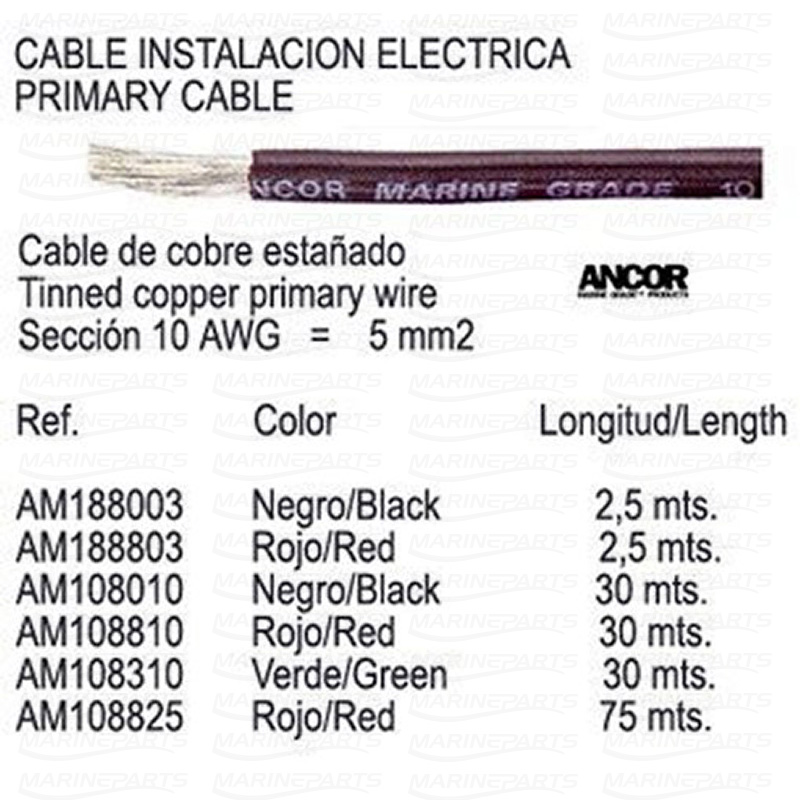 PRIMARY CABLE RED 10 AWG 75 m. 
