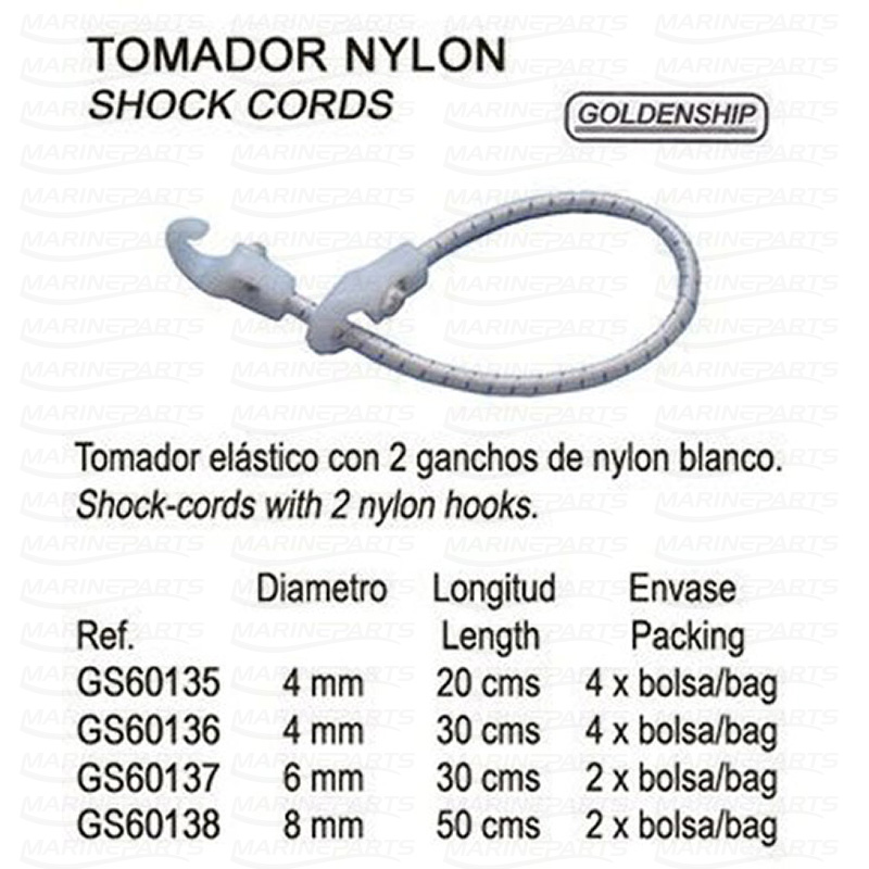 NYLON SAIL FASTENER 2G 8*50 cm. (2 uni.)