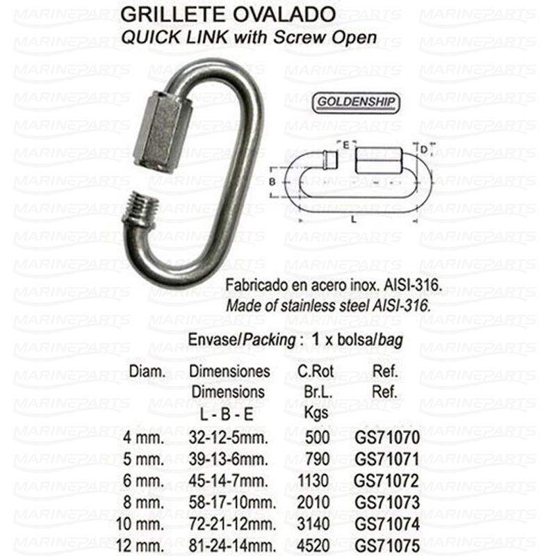QUICK LINK AISI-316 6mm