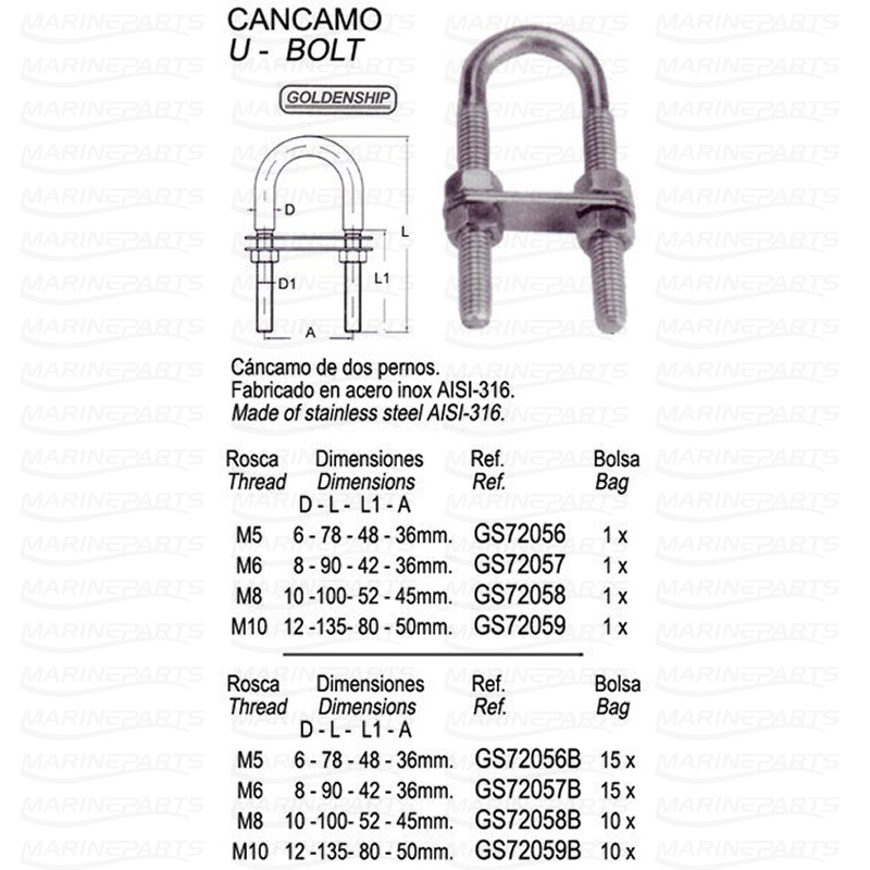 U BOLT INOX M10