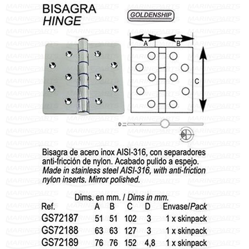 INOX HINGE 152X152