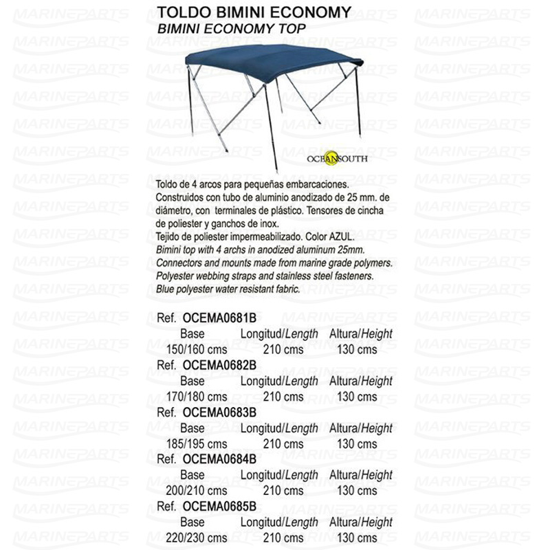 4 BOW BIMINI ECONOMY 1.7 - 1.8 m BLUE