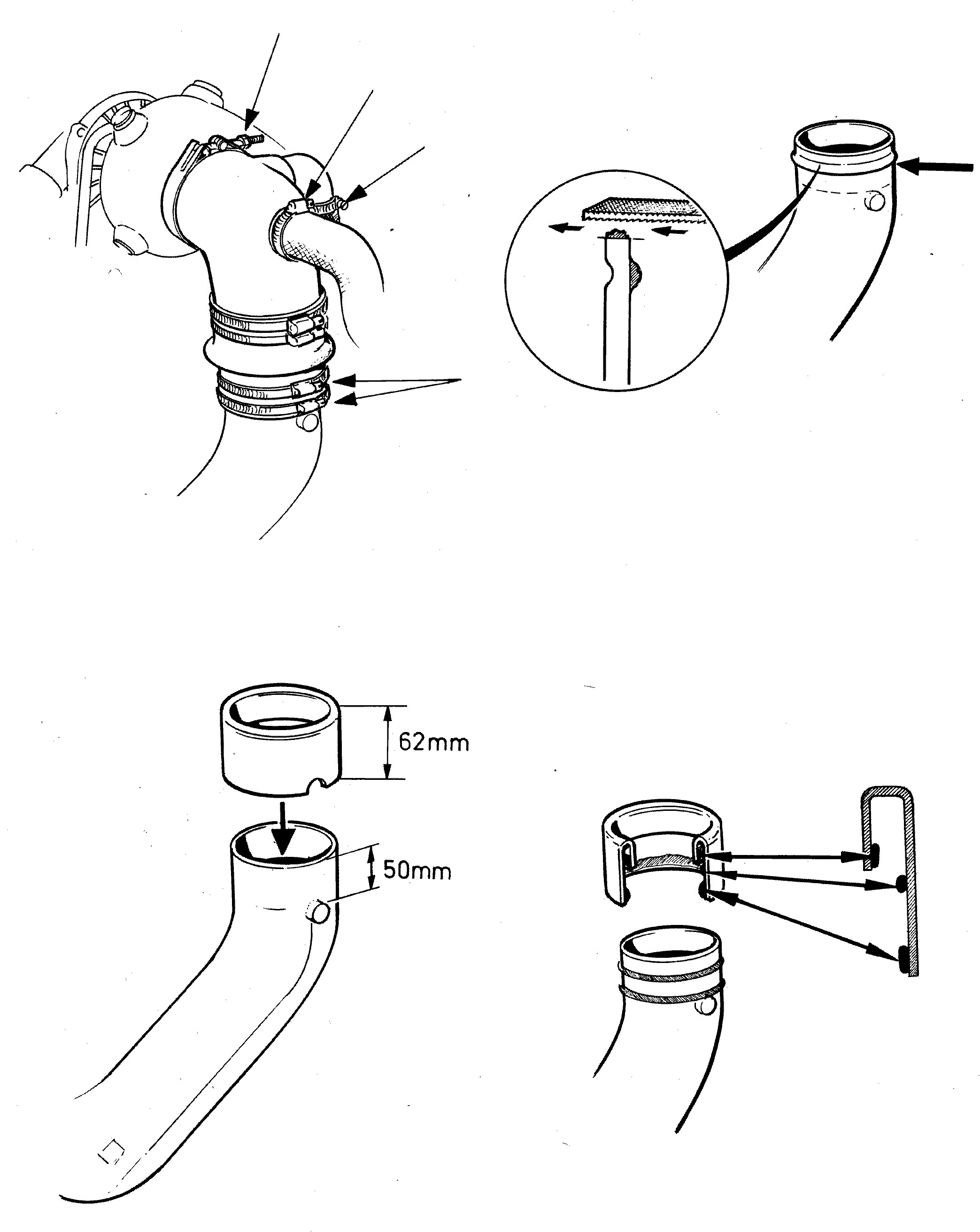 Service kit for Volvo Penta exhaust pipe 4 inch