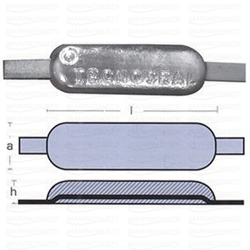 Weld on anode zinc 4kg, marineparts.eu
