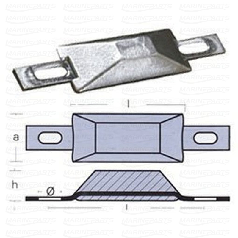 Scandinavian type bolt-on anode zinc 0,5kg