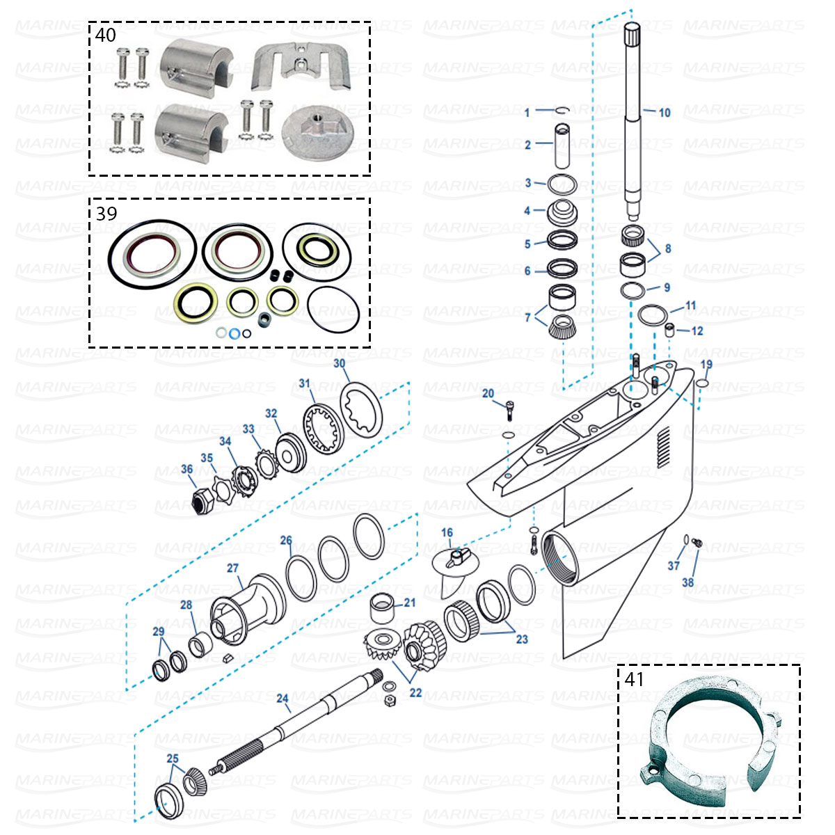 Spare parts lower gearcase MerCruiser Bravo 2