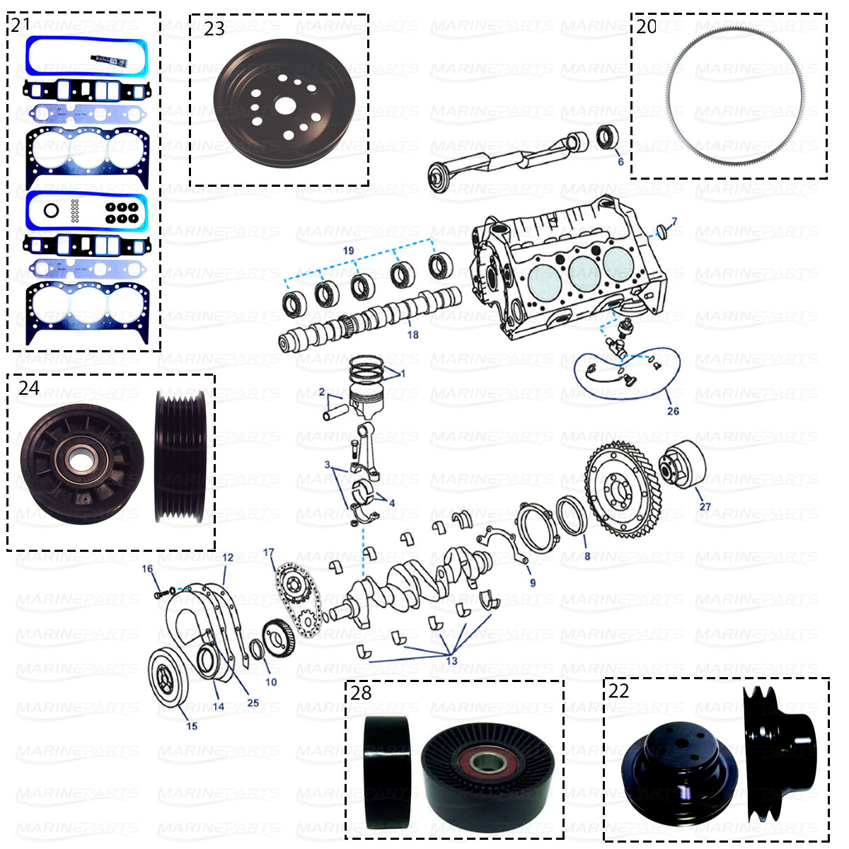 Cylinder head parts GM 4.3 ltr.