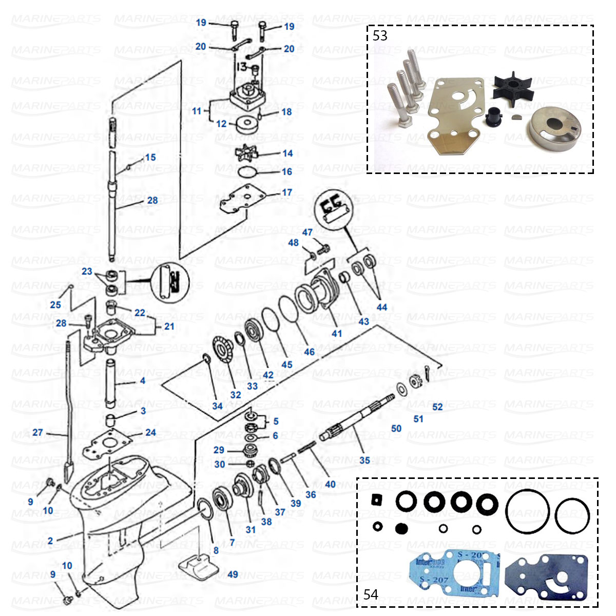 Gearcase parts Yamaha 9.9F- 15FE - 9.9C - E15C