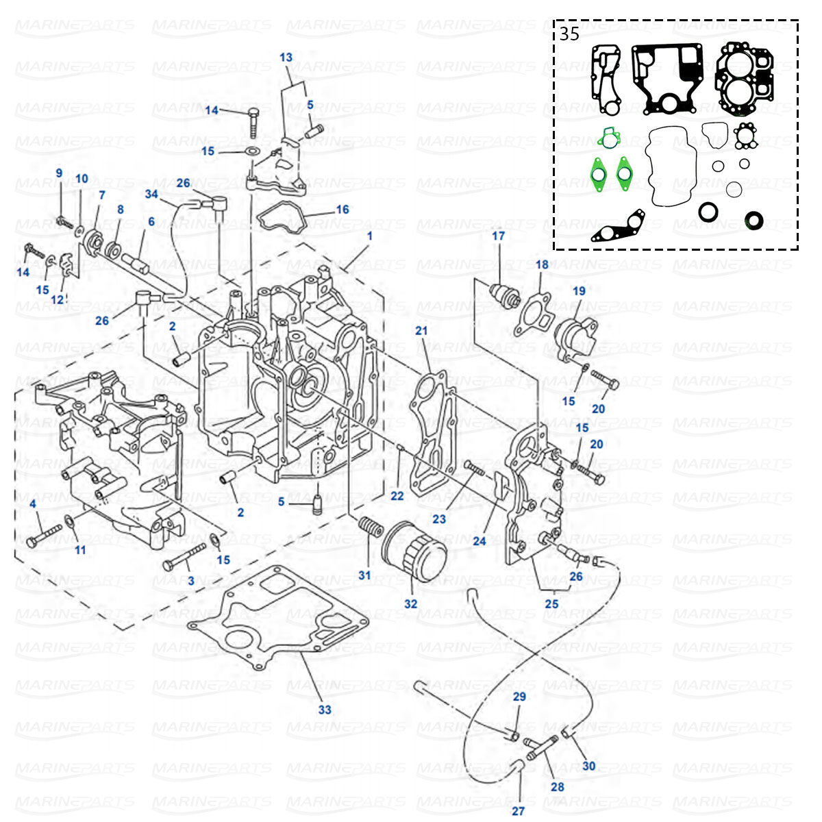 Mootori osad Yamaha F9.9 (2004-2006), F13.5 (2003-2006), F15 (2003-2007)