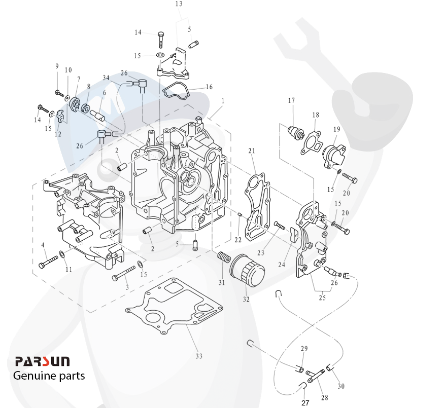 Cylinder and crankcase 1