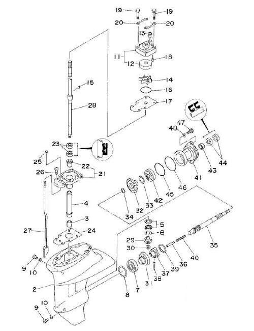 Växelhusdelar Yamaha 9.9F- 15FE - 9.9C - E15C