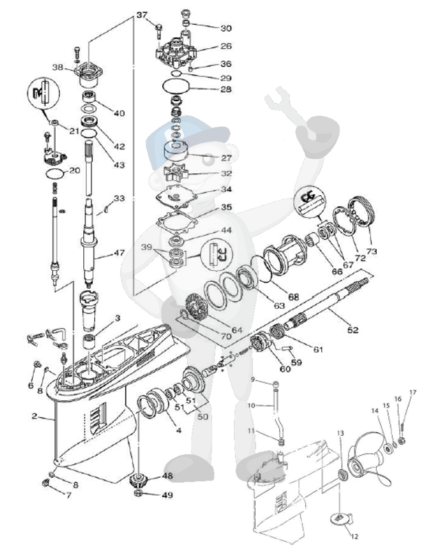 Gearcase parts Yamaha 150F - 200F