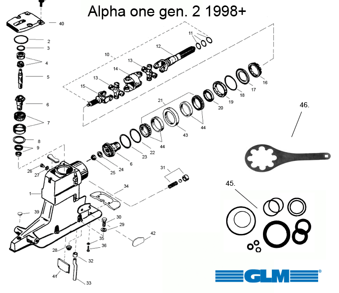 Yläosan varaosat MerCruiser Alpha One Gen. 2 (1998+)