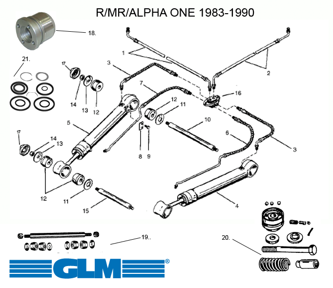 Reservdelar powertrim Alpha One Gen. 1 (1983-1990)