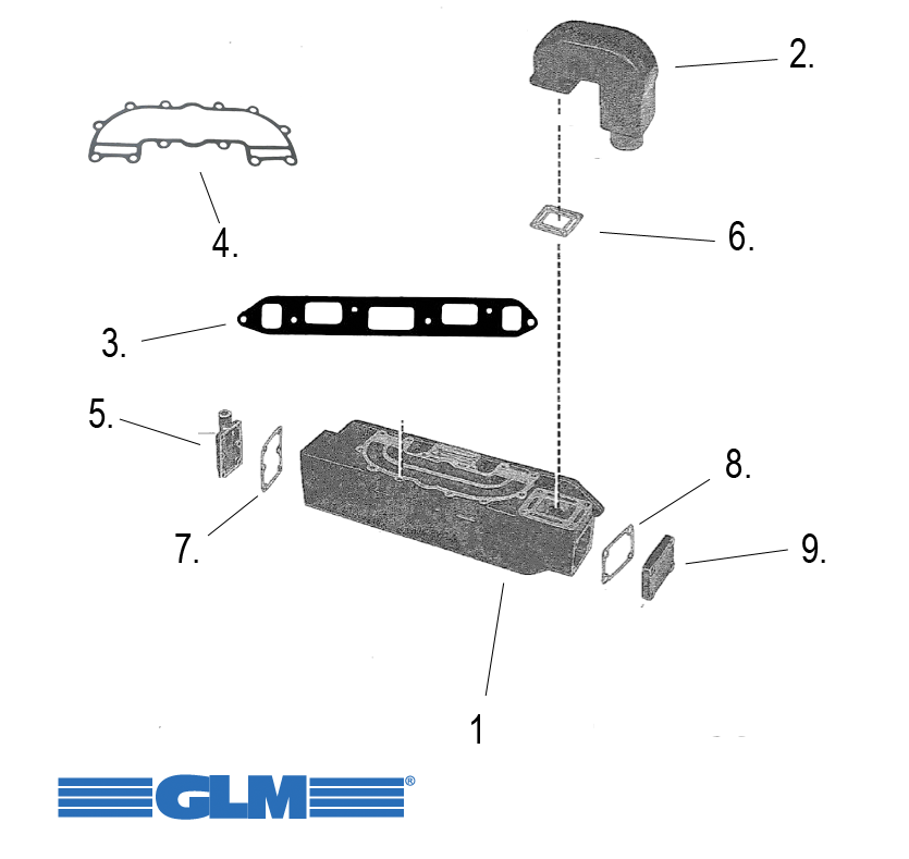 Exhaust parts for MerCruiser 4 cyl. old model (1972-1978)
