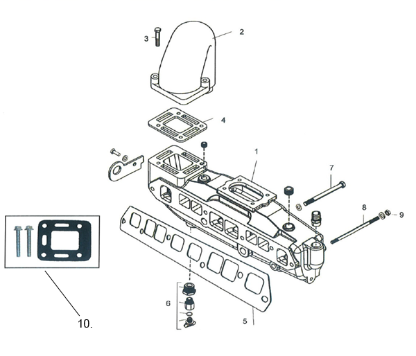 Exhaust parts MerCruiser 4 cyl. 3.0 ltr. LX 1995+