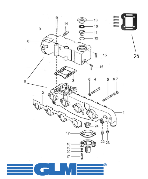 Exhaust parts MerCruiser 4 cyl. 3.7 ltr. 470, 485 & 488